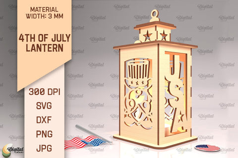 4th Of July Lanterns SVG Bundle. Candle Holders Laser Cut SVG Evgenyia Guschina 
