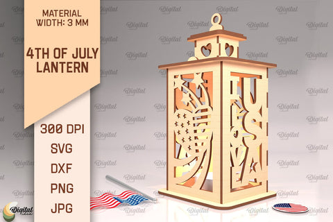 4th Of July Lanterns SVG Bundle. Candle Holders Laser Cut SVG Evgenyia Guschina 