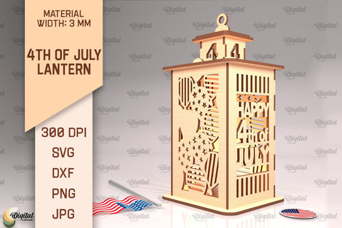 4th Of July Lanterns SVG Bundle. Candle Holders Laser Cut SVG Evgenyia Guschina 