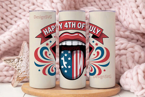 4th of July Lips Tumbler Wrap Sublimation DesignSVG 