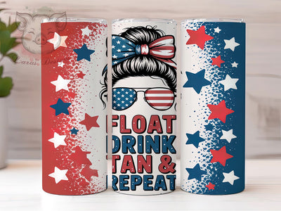4th of July Messy Bun Patriotic USA Tumbler, Messy Bun Tumbler Wrap, Float Drink Tan Repeat, American Flag Tumbler, Patriotic Girl Sublimation, Summer Vibes Tumbler Sublimation Lara' s Designs 