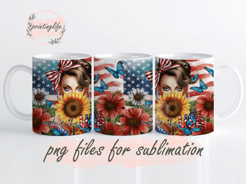 4th Of July Mug Wrap Design, Instant Digital Design Download Mug Wrap Design, Mug Design PNG Sublimation PrintingLife 