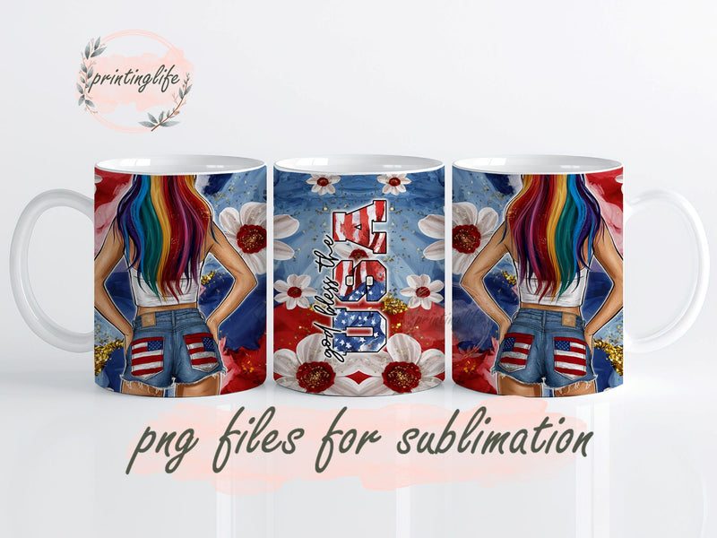 4th Of July Mug Wrap Design, Instant Digital Design Download Mug Wrap Design, Mug Design PNG Sublimation PrintingLife 