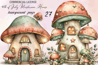 4th of July Mushroom House Clipart Bundle. SVG SVGArt 