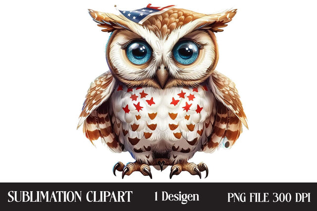 4th Of July Owl Sublimation Clipart,Illustrator Clipart,Quotes and Sayings,Food & Drink,On Sale, Print & Cut Sublimation Newmockups 