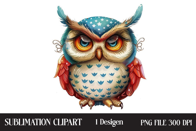 4th Of July Owl Sublimation Clipart,Illustrator Clipart,Quotes and Sayings,Food & Drink,On Sale, Print & Cut Sublimation Newmockups 