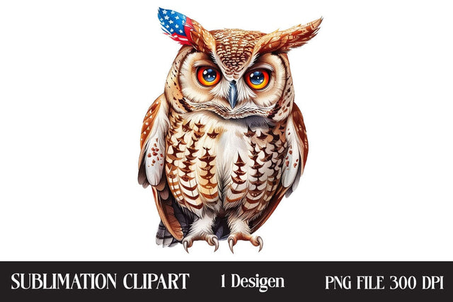 4th Of July Owl Sublimation Clipart,Illustrator Clipart,Quotes and Sayings,Food & Drink,On Sale, Print & Cut Sublimation Newmockups 