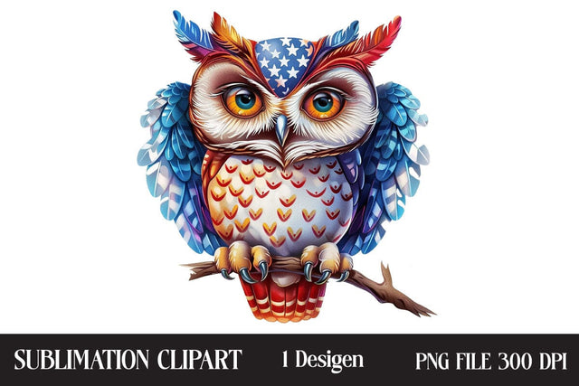 4th Of July Owl Sublimation Clipart,Illustrator Clipart,Quotes and Sayings,Food & Drink,On Sale, Print & Cut Sublimation Newmockups 