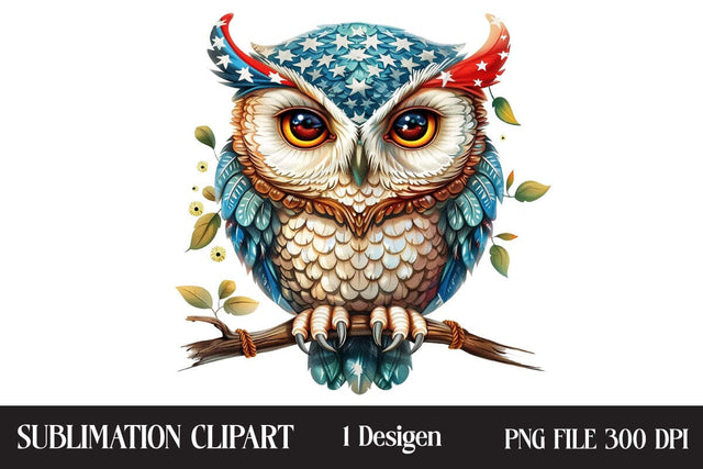 4th Of July Owl Sublimation Clipart,Illustrator Clipart,Quotes and Sayings,Food & Drink,On Sale, Print & Cut Sublimation Newmockups 
