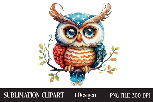 4th Of July Owl Sublimation Clipart,Illustrator Clipart,Quotes and Sayings,Food & Drink,On Sale, Print & Cut Sublimation Newmockups 