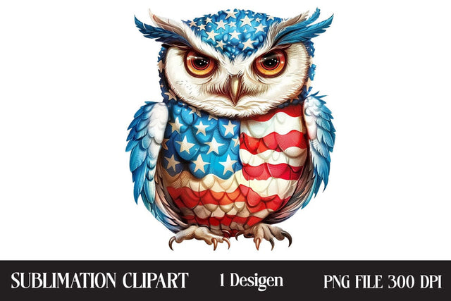 4th Of July Owl Sublimation Clipart,Illustrator Clipart,Quotes and Sayings,Food & Drink,On Sale, Print & Cut Sublimation Newmockups 