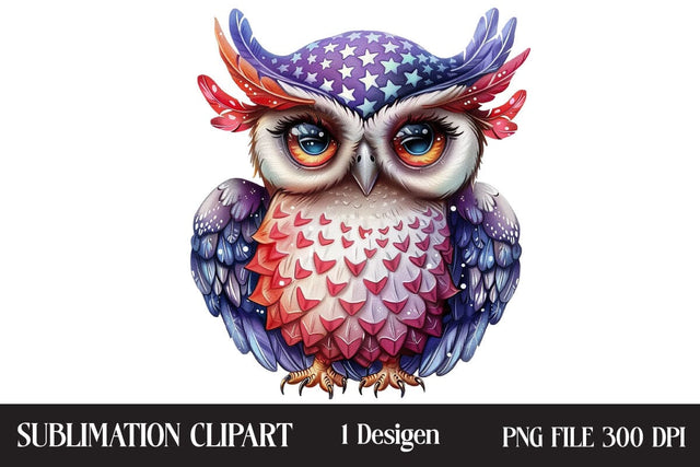 4th Of July Owl Sublimation Clipart,Illustrator Clipart,Quotes and Sayings,Food & Drink,On Sale, Print & Cut Sublimation Newmockups 