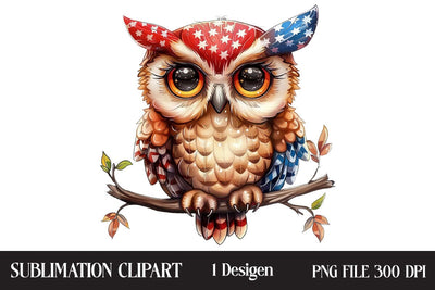 4th Of July Owl Sublimation Clipart,Illustrator Clipart,Quotes and Sayings,Food & Drink,On Sale, Print & Cut Sublimation Newmockups 