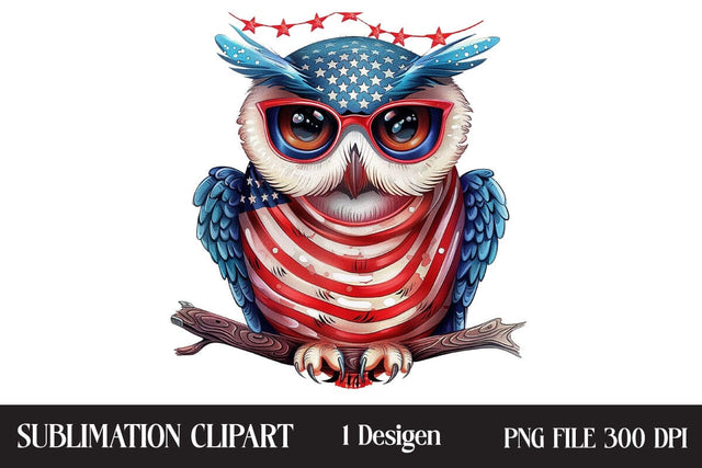 4th Of July Owl Sublimation Clipart,Illustrator Clipart,Quotes and Sayings,Food & Drink,On Sale, Print & Cut Sublimation Newmockups 