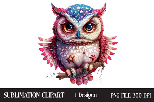 4th Of July Owl Sublimation Clipart,Illustrator Clipart,Quotes and Sayings,Food & Drink,On Sale, Print & Cut Sublimation Newmockups 