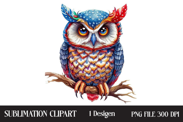 4th Of July Owl Sublimation Clipart,Illustrator Clipart,Quotes and Sayings,Food & Drink,On Sale, Print & Cut Sublimation Newmockups 