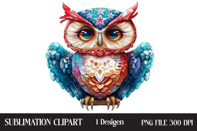 4th Of July Owl Sublimation Clipart,Illustrator Clipart,Quotes and Sayings,Food & Drink,On Sale, Print & Cut Sublimation Newmockups 