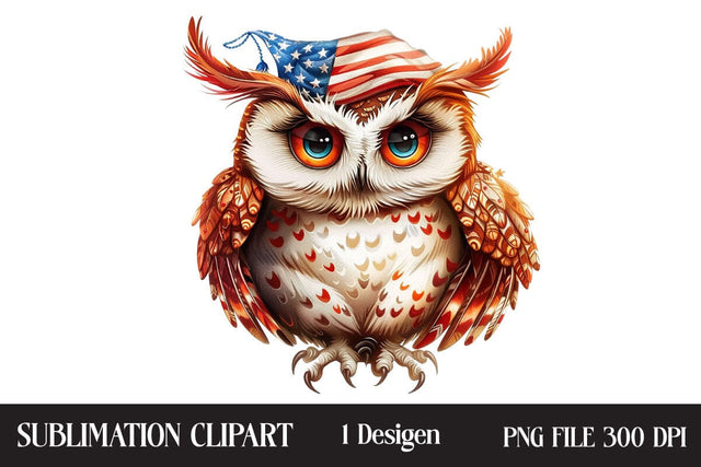 4th Of July Owl Sublimation Clipart,Illustrator Clipart,Quotes and Sayings,Food & Drink,On Sale, Print & Cut Sublimation Newmockups 