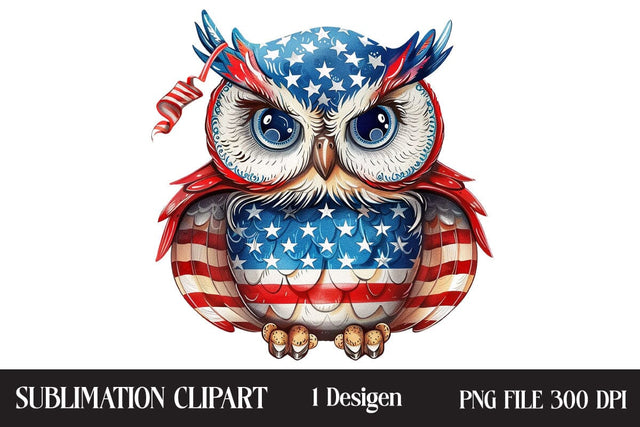 4th Of July Owl Sublimation Clipart,Illustrator Clipart,Quotes and Sayings,Food & Drink,On Sale, Print & Cut Sublimation Newmockups 