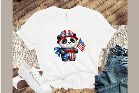 4th of July Panda Watercolour Clipart Sublimation designartist 