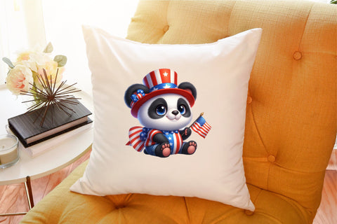 4th of July Panda Watercolour Clipart Sublimation designartist 