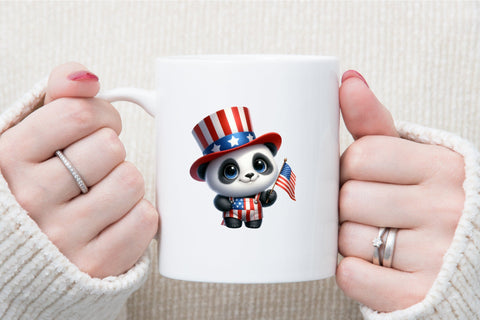 4th of July Panda Watercolour Clipart Sublimation designartist 