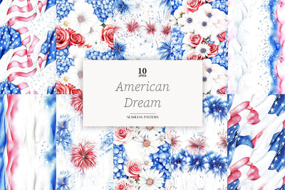 4th of July Paper Pattern USA Seamless Patriotic Background Digital Pattern GlamArtZhanna 