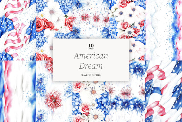 4th of July Paper Pattern USA Seamless Patriotic Background Digital Pattern GlamArtZhanna 