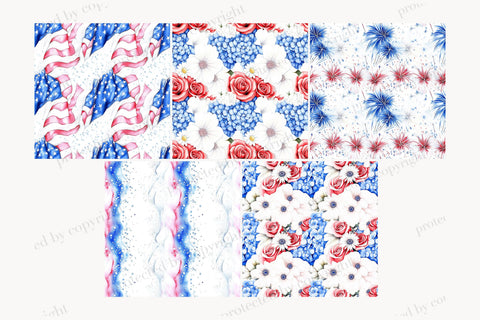 4th of July Paper Pattern USA Seamless Patriotic Background Digital Pattern GlamArtZhanna 