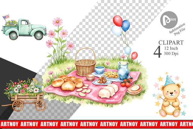 4th of July Parade Clipart Sublimation artnoy 