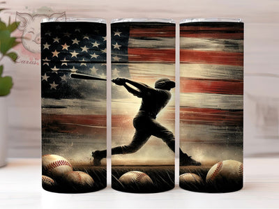 4th of July Patriotic Baseball Tumbler Wrap, American Flag Tumbler, Baseball Tumbler Wrap, 20oz Skinny Tumbler, 4th Of July Tumbler, Baseball Mom Gift, Game Day Sublimation Sublimation Lara' s Designs 