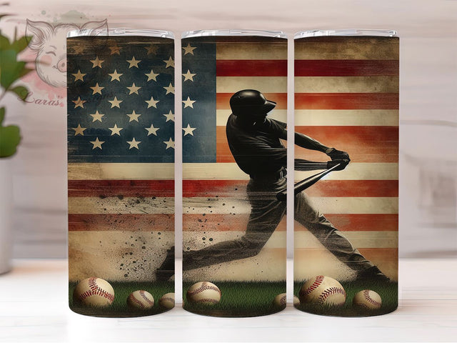 4th of July Patriotic Baseball Tumbler Wrap, American Flag Tumbler, Baseball Tumbler Wrap, 20oz Skinny Tumbler, 4th Of July Tumbler, Baseball Mom Gift, Game Day Sublimation Sublimation Lara' s Designs 