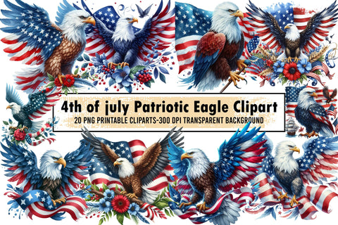4th of july Patriotic Eagle Clipart Sublimation designartist 