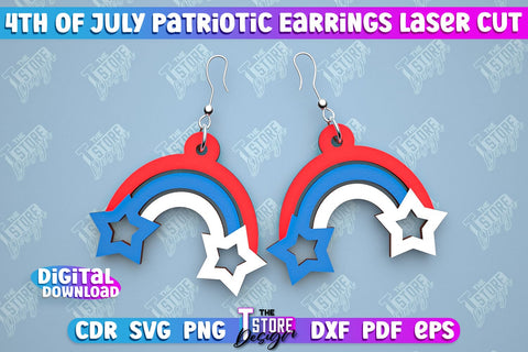 4th of July Patriotic Earrings Bundle | Pendant Earrings | Red White and Blue | CNC File SVG The T Store Design 