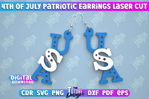 4th of July Patriotic Earrings Bundle | Pendant Earrings | Red White and Blue | CNC File SVG The T Store Design 