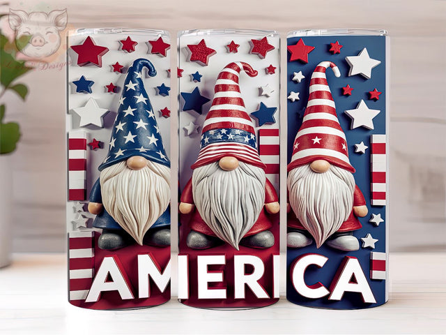 4th Of July Patriotic Gnome 20oz Tumbler Png, Straight & Tapered Tumbler Png, American Gnome Tumbler Png, Digital Download PNG Sublimation Lara' s Designs 