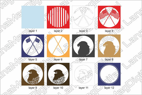 4th of July patriotic layered mandala svg, Layered American eagle, Independence day decor 3D Paper LanaMagDigital 