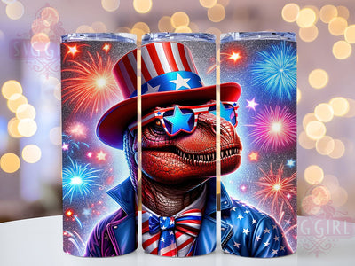 4th of July Patriotic T-Rex Tumbler, Patriotic T-Rex Wrap, 20oz Tumbler Sublimation, USA Dino Design, Red White Blue Tumbler, American Flag Jurassic Art, Independence Day Gift Sublimation SvggirlplusArt 