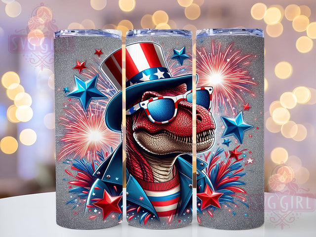 4th of July Patriotic T-Rex Tumbler, Patriotic T-Rex Wrap, 20oz Tumbler Sublimation, USA Dino Design, Red White Blue Tumbler, American Flag Jurassic Art, Independence Day Gift Sublimation SvggirlplusArt 