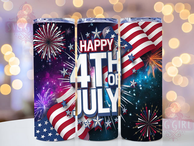 4th of July Patriotic Tumbler Wrap, Patriotic Design, Independence Day Sublimation, 20oz Skinny Tumbler, Digital Download, American Flag Art, Festive Gift Idea Sublimation SvggirlplusArt 