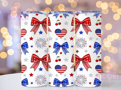 4th of July Pattern 20oz Tumbler Wrap, 4th of July, Patriotic Theme, American Flag, Stars and Stripes, Festive Charm, Skinny Tumbler, Sublimation PNG Sublimation SvggirlplusArt 