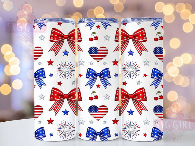 4th of July Pattern 20oz Tumbler Wrap, 4th of July, Patriotic Theme, American Flag, Stars and Stripes, Festive Charm, Skinny Tumbler, Sublimation PNG Sublimation SvggirlplusArt 