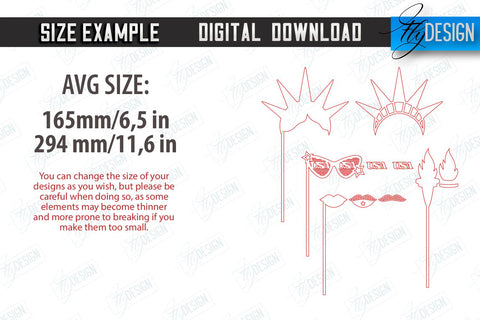 4th of July Photo Booth Props Laser Cut Bundle | Party Glasses | Holiday | CNC Files SVG Fly Design 