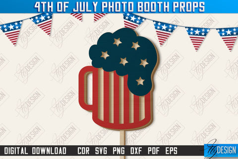 4th of July Photo Booth Props Laser Cut Bundle | Party Glasses | Holiday | CNC Files SVG Fly Design 