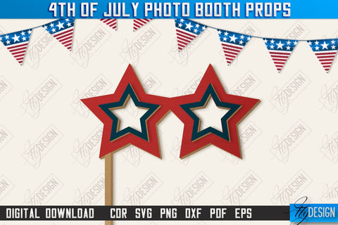4th of July Photo Booth Props Laser Cut Bundle | Party Glasses | Holiday | CNC Files SVG Fly Design 