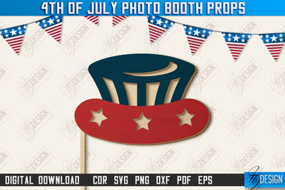 4th of July Photo Booth Props Laser Cut | Party Glasses | Holiday | CNC File SVG Fly Design 