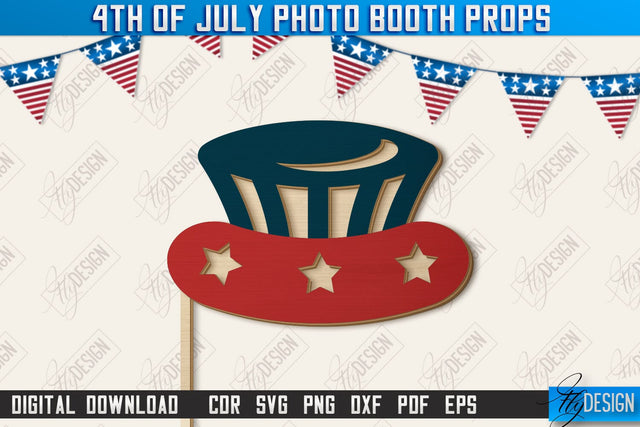4th of July Photo Booth Props Laser Cut | Party Glasses | Holiday | CNC File SVG Fly Design 