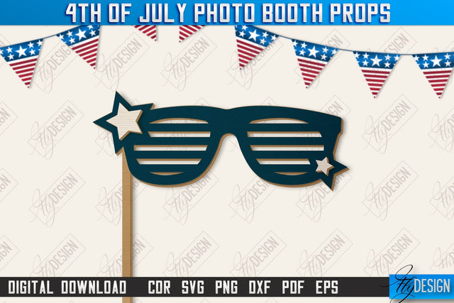 4th of July Photo Booth Props Laser Cut | Party Glasses | Holiday | CNC File SVG Fly Design 