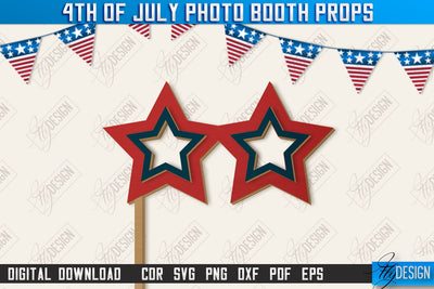 4th of July Photo Booth Props Laser Cut | Party Glasses | Holiday | CNC File SVG Fly Design 