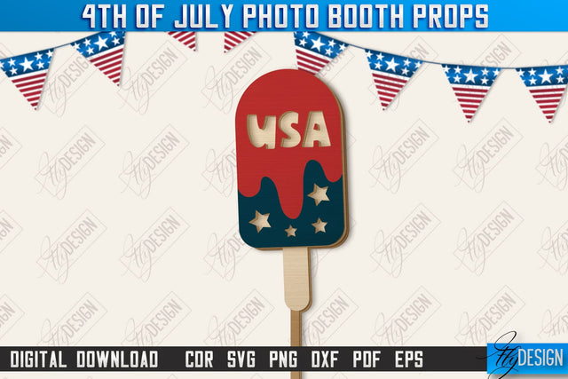 4th of July Photo Booth Props Laser Cut | Party Glasses | Holiday | CNC File SVG Fly Design 